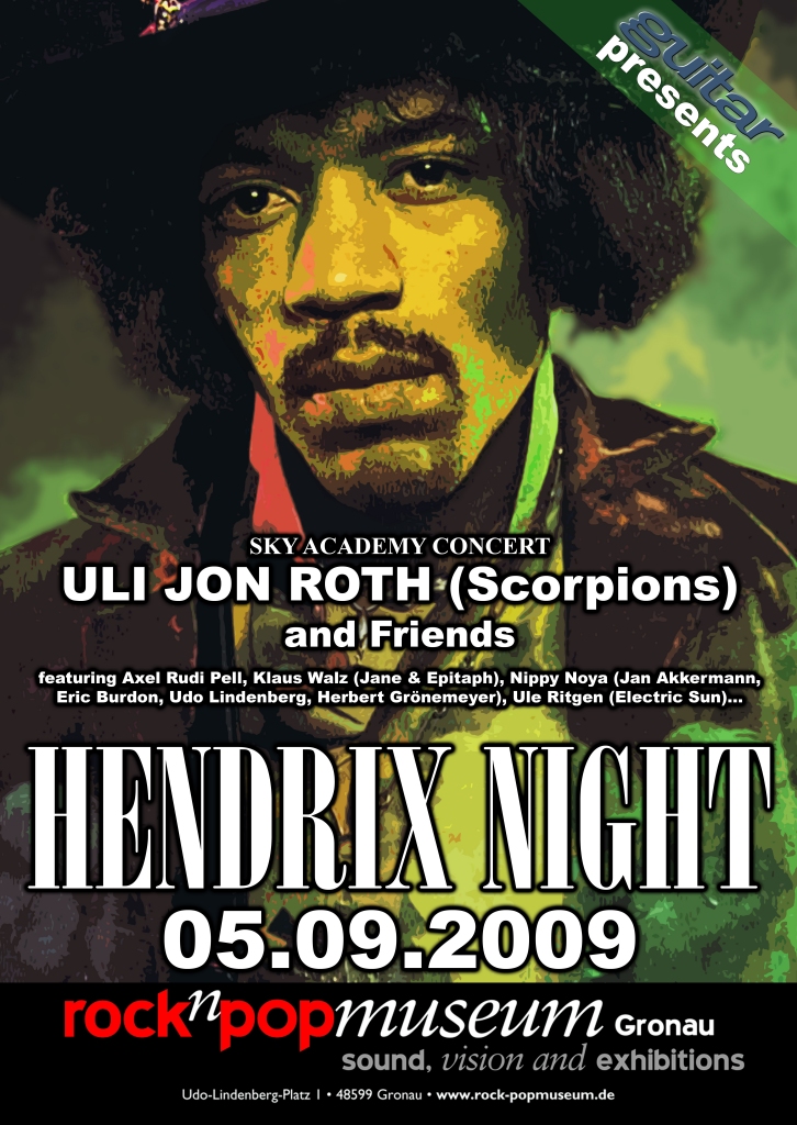 Jimi Hendrix Night mit Uli Jon Roth &amp; Friends am 05. Septmber 2009 im rocknpopmuseum - Hendrix_Plakat_1